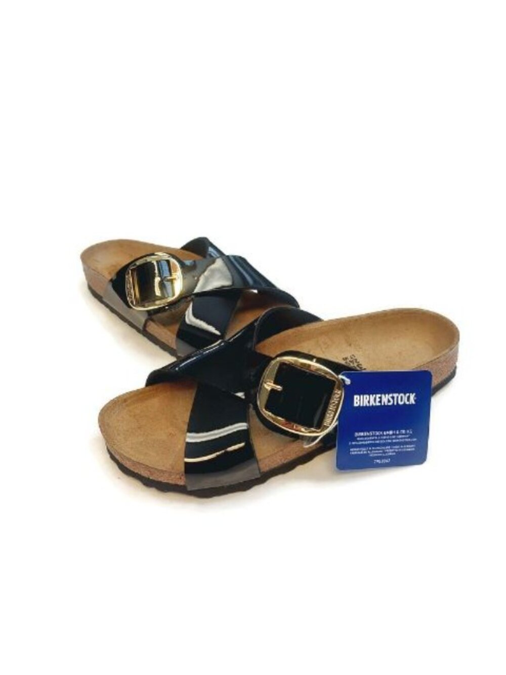Birkenstock Siena Big Buckle Sandals Womens Size 7 Black Patent EU 38 Narrow - Picture 5 of 10